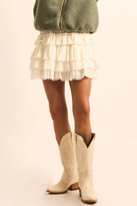Darling Doll Ruffled Bouclé-Knit Lace-Trim Mini Skort - ShopPromesa