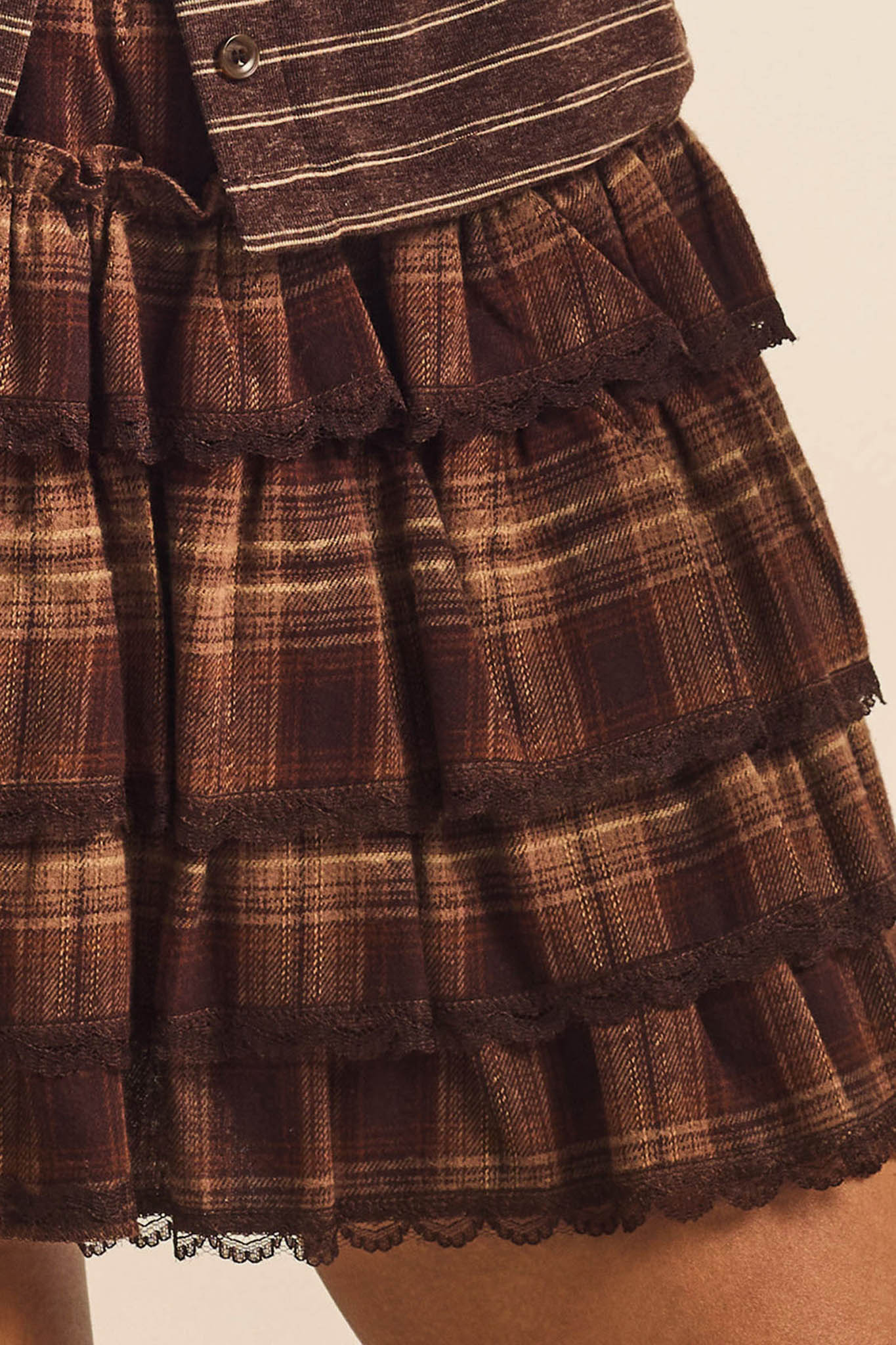 Orchard Picnic Plaid Tiered Ruffle Mini Skort - ShopPromesa