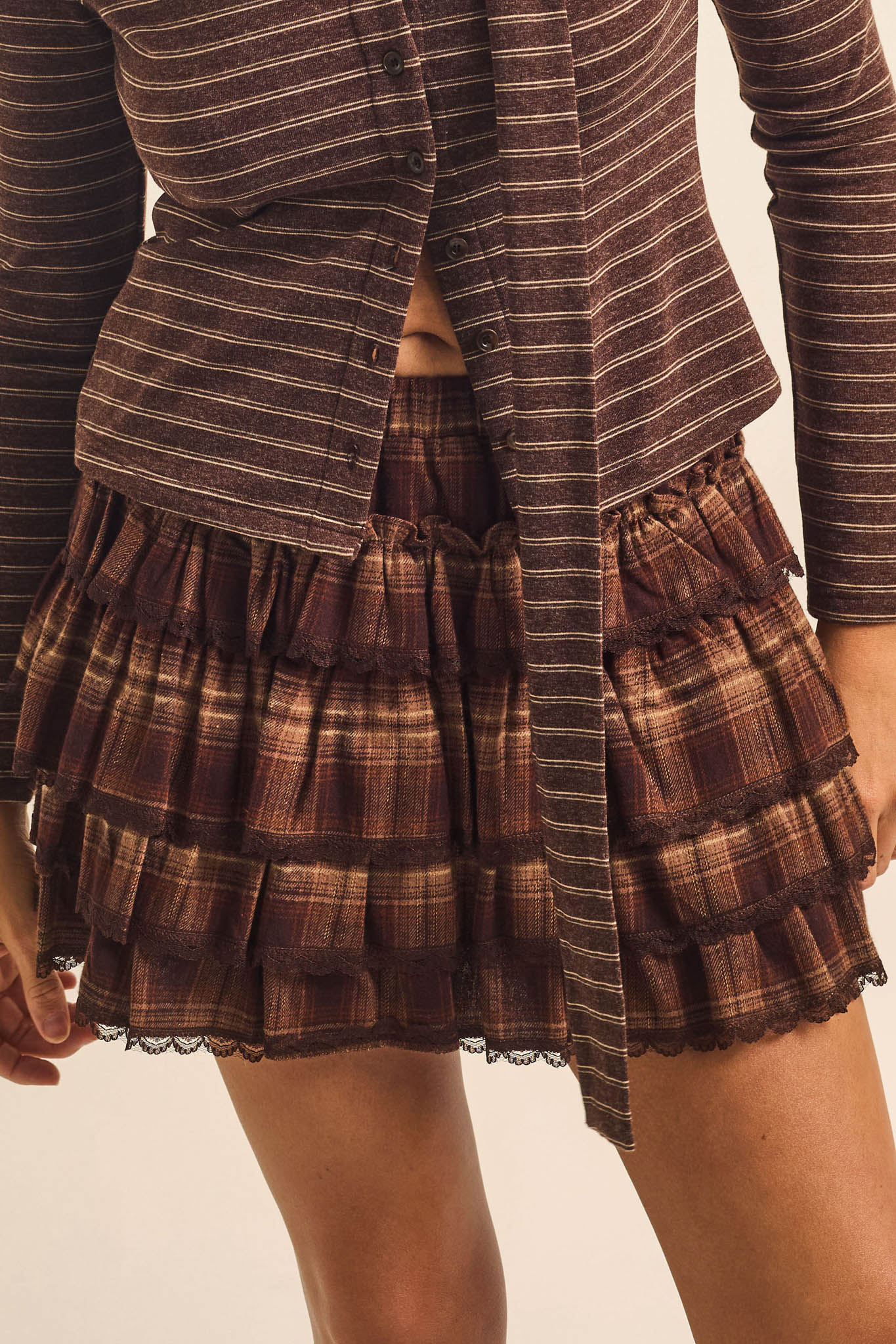 Orchard Picnic Plaid Tiered Ruffle Mini Skort - ShopPromesa