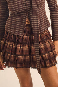 Orchard Picnic Plaid Tiered Ruffle Mini Skort - ShopPromesa