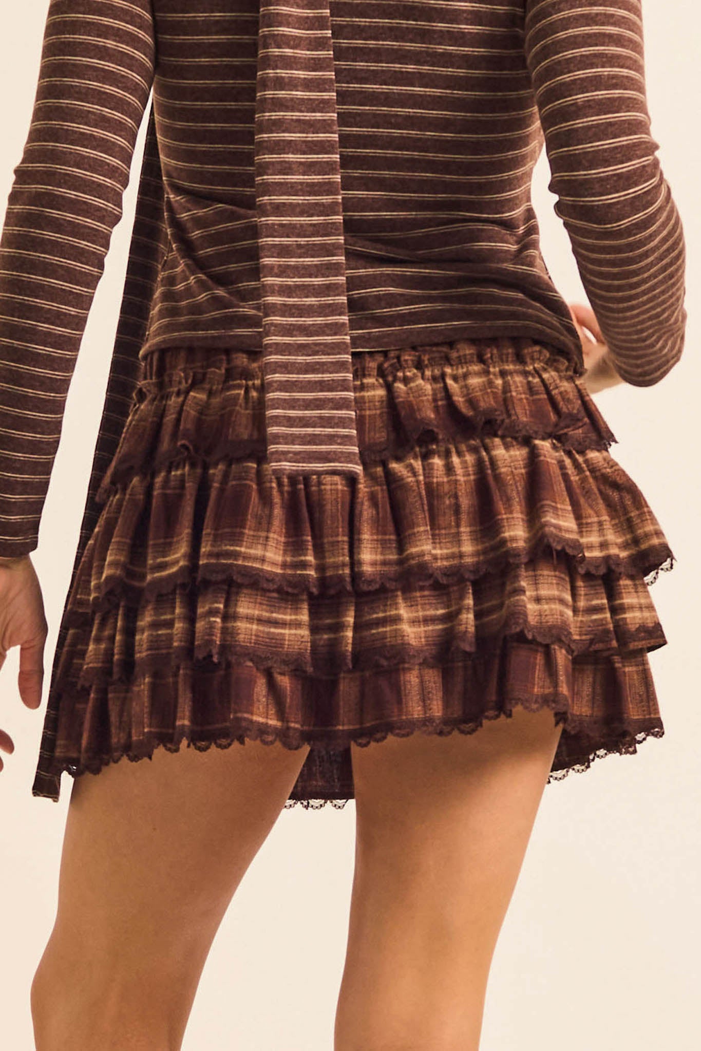 Orchard Picnic Plaid Tiered Ruffle Mini Skort - ShopPromesa