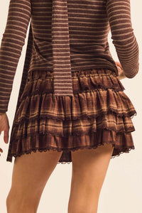 Orchard Picnic Plaid Tiered Ruffle Mini Skort - ShopPromesa