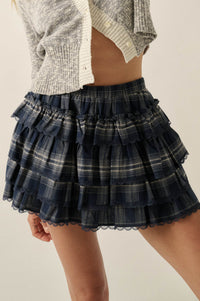 Orchard Picnic Plaid Tiered Ruffle Mini Skort - ShopPromesa
