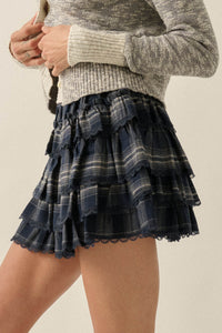 Orchard Picnic Plaid Tiered Ruffle Mini Skort - ShopPromesa