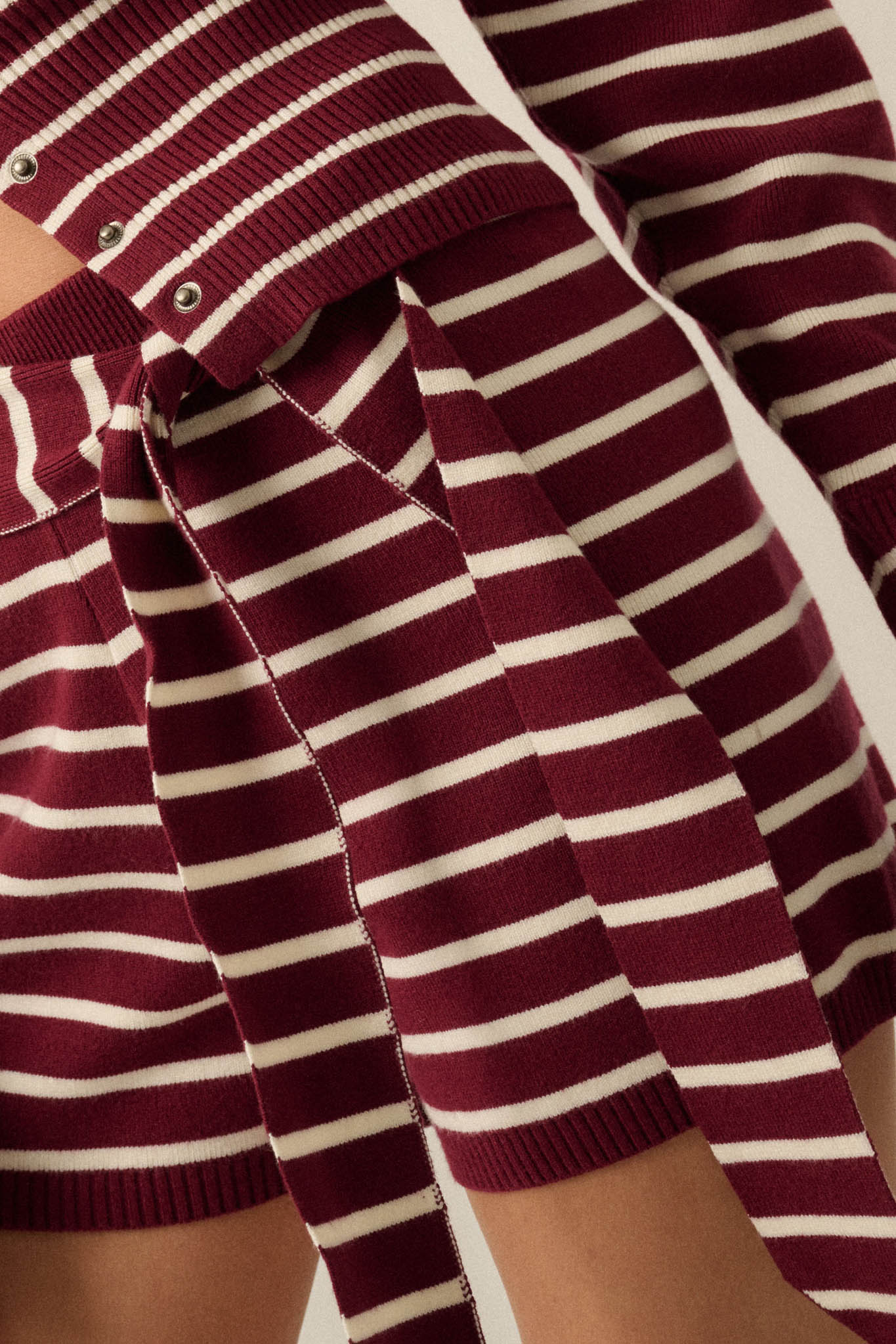 Next in Line Striped Knit Waist-Tie Sweater Shorts - ShopPromesa