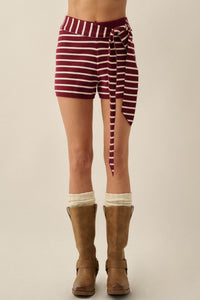 Next in Line Striped Knit Waist-Tie Sweater Shorts - ShopPromesa