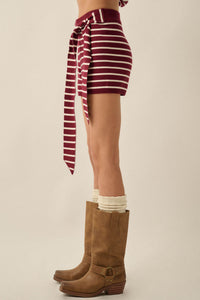 Next in Line Striped Knit Waist-Tie Sweater Shorts - ShopPromesa
