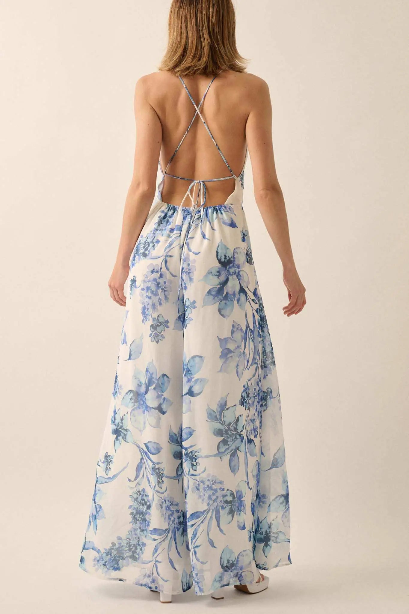 Garden Light Floral Chiffon Wide-Leg Cami Jumpsuit Garden Light Floral Chiffon Wide-Leg Cami Jumpsuit