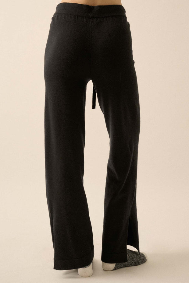 Promise the Label Brushed Knit Split-Hem Pants - ShopPromesa