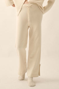 Promise the Label Brushed Knit Split-Hem Pants - ShopPromesa