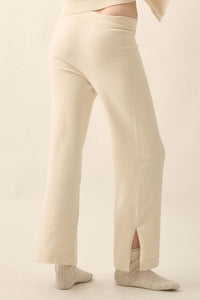 Promise the Label Brushed Knit Split-Hem Pants - ShopPromesa