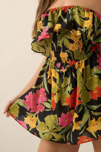 Lei'd Back Tropical Floral Strapless Romper - ShopPromesa
