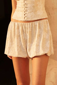 Woven Grove Floral Tapestry Bubble Shorts - ShopPromesa