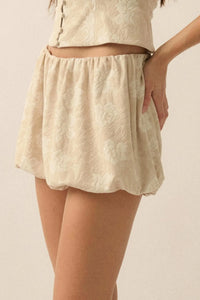 Woven Grove Floral Tapestry Bubble Shorts - ShopPromesa