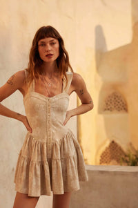 Jacquard Garden Floral Tapestry Ruffled Romper - ShopPromesa