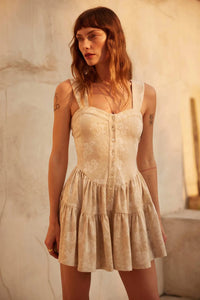 Jacquard Garden Floral Tapestry Ruffled Romper - ShopPromesa