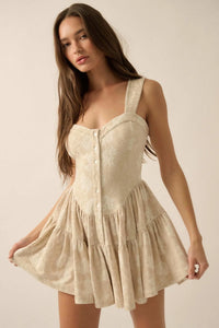 Jacquard Garden Floral Tapestry Ruffled Romper - ShopPromesa