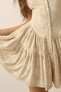 Jacquard Garden Floral Tapestry Ruffled Romper - ShopPromesa