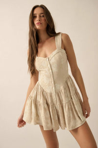 Jacquard Garden Floral Tapestry Ruffled Romper - ShopPromesa