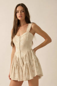 Jacquard Garden Floral Tapestry Ruffled Romper - ShopPromesa