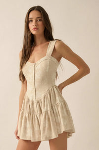 Jacquard Garden Floral Tapestry Ruffled Romper - ShopPromesa