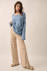 Peaceful Feeling Crochet Knit Split-Hem Pants - ShopPromesa