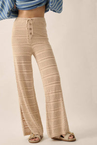 Peaceful Feeling Crochet Knit Split-Hem Pants - ShopPromesa