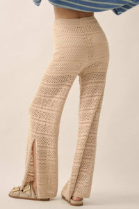 Peaceful Feeling Crochet Knit Split-Hem Pants - ShopPromesa