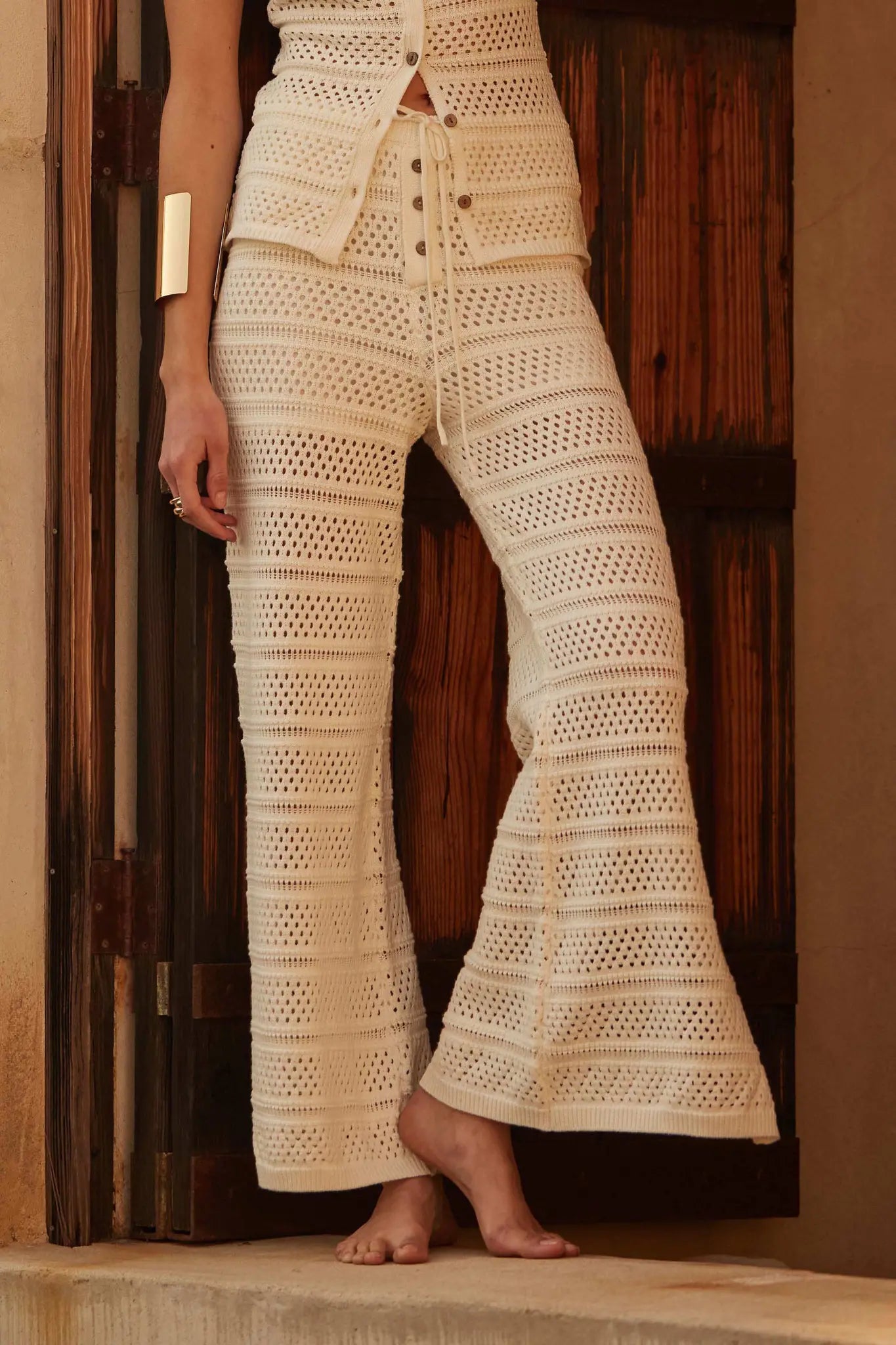 Peaceful Feeling Crochet Knit Split-Hem Pants - ShopPromesa