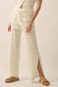Peaceful Feeling Crochet Knit Split-Hem Pants - ShopPromesa
