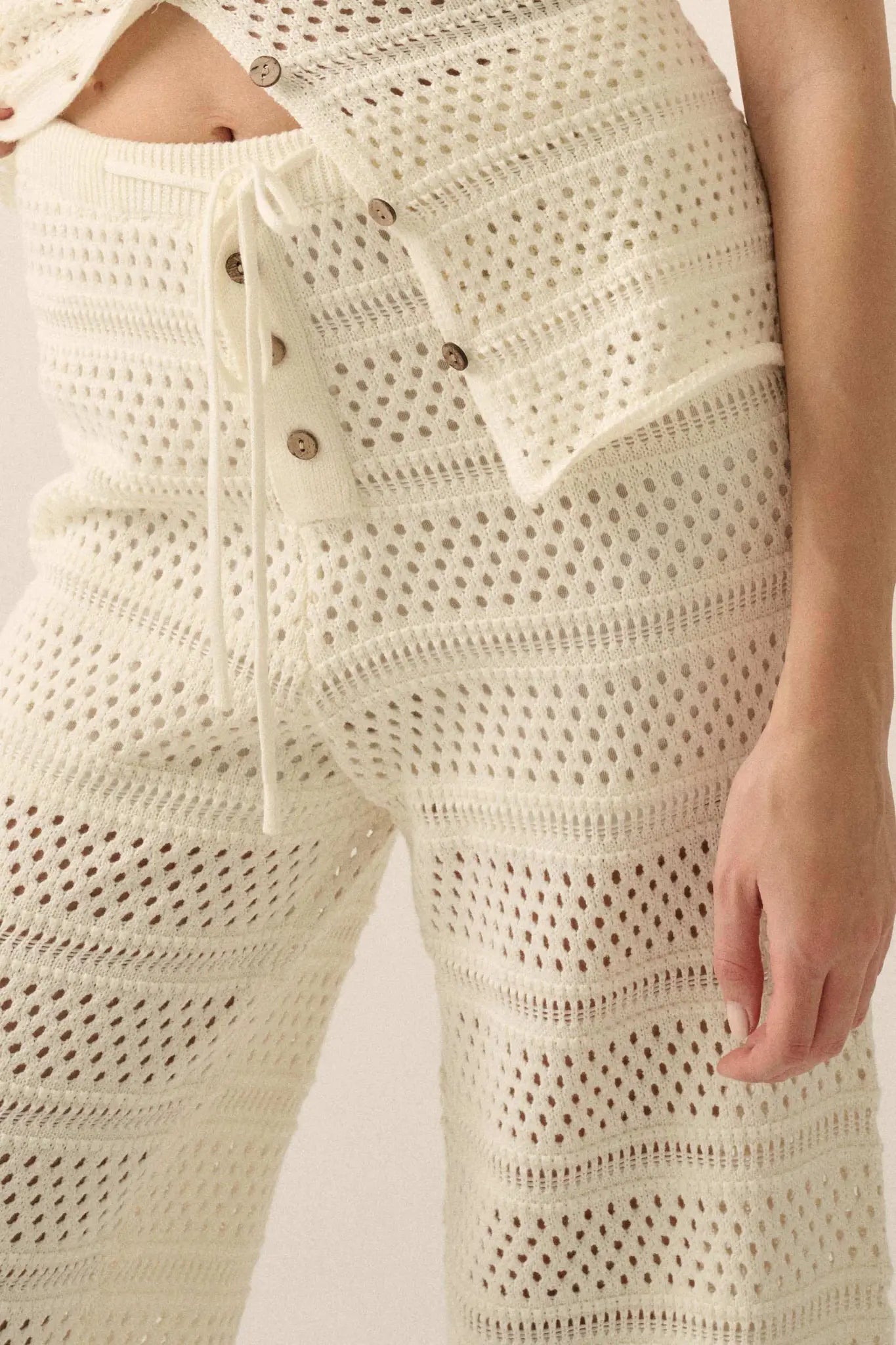 Peaceful Feeling Crochet Knit Split-Hem Pants - ShopPromesa