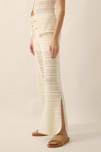 Peaceful Feeling Crochet Knit Split-Hem Pants - ShopPromesa