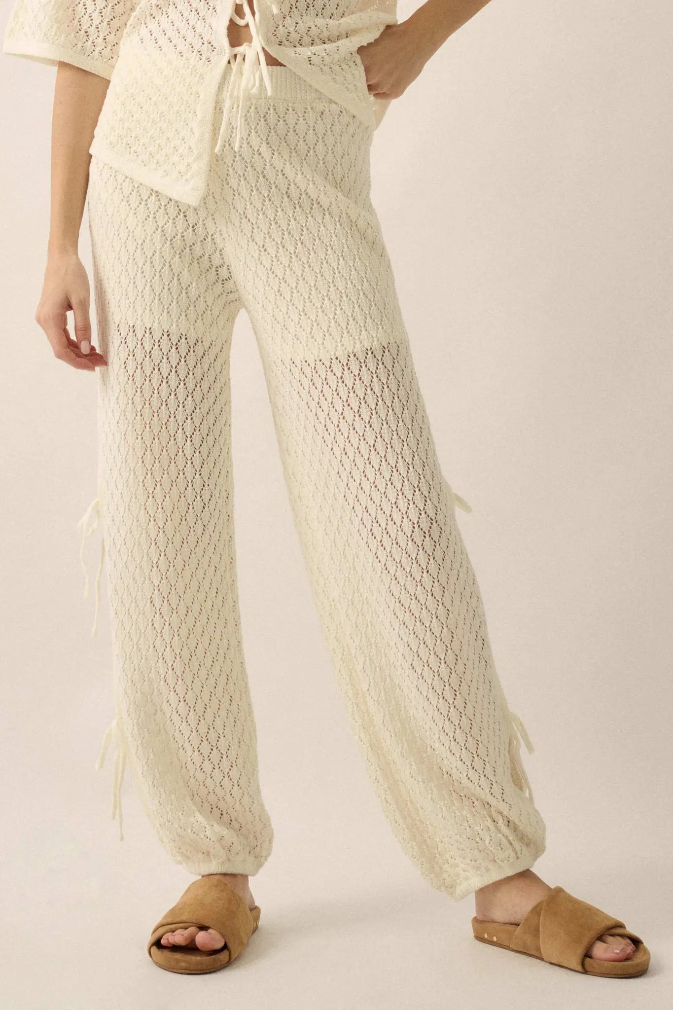 Sunlit Coast Crochet Knit Side-Tie Pants - ShopPromesa