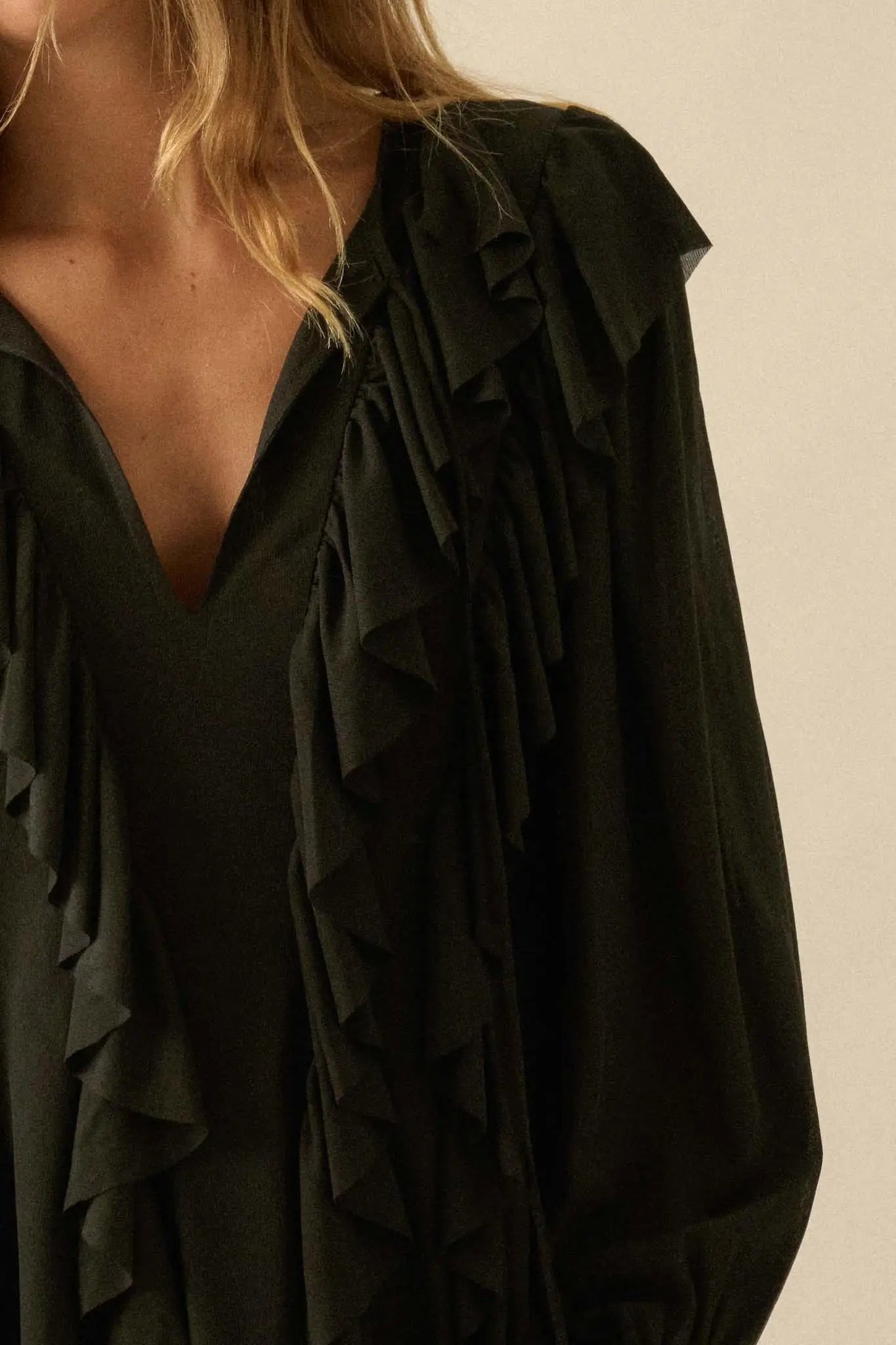 Wind Song Mesh Cascade Ruffle Peasant Romper - ShopPromesa