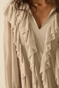 Wind Song Mesh Cascade Ruffle Peasant Romper - ShopPromesa