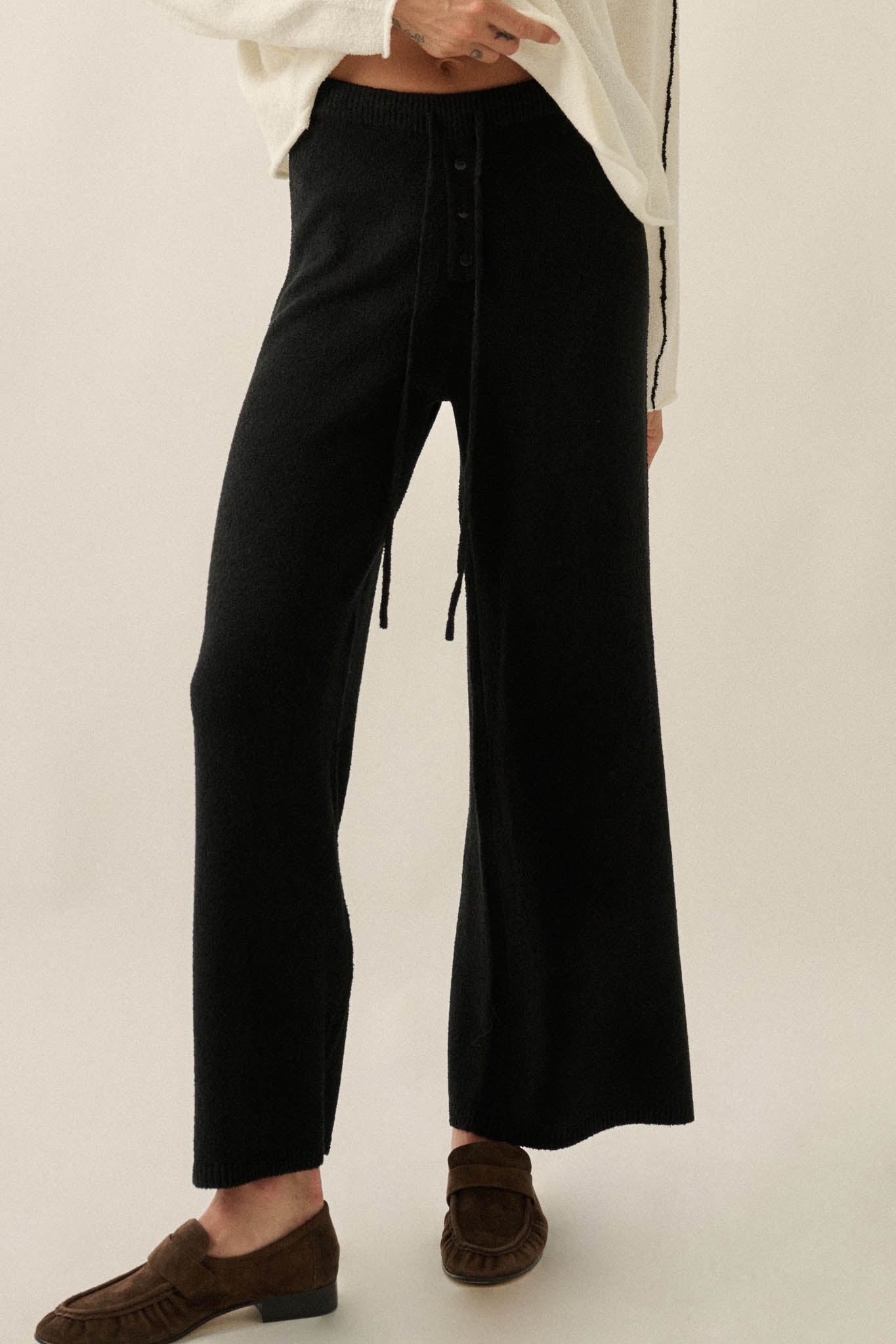 Promise the Label Textured Split-Hem Sweater Pants