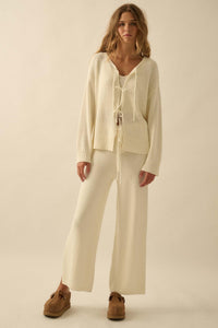 Promise the Label Textured Split-Hem Sweater Pants - ShopPromesa
