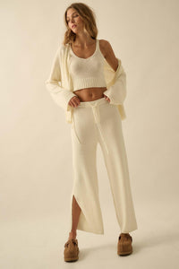 Promise the Label Textured Split-Hem Sweater Pants - ShopPromesa
