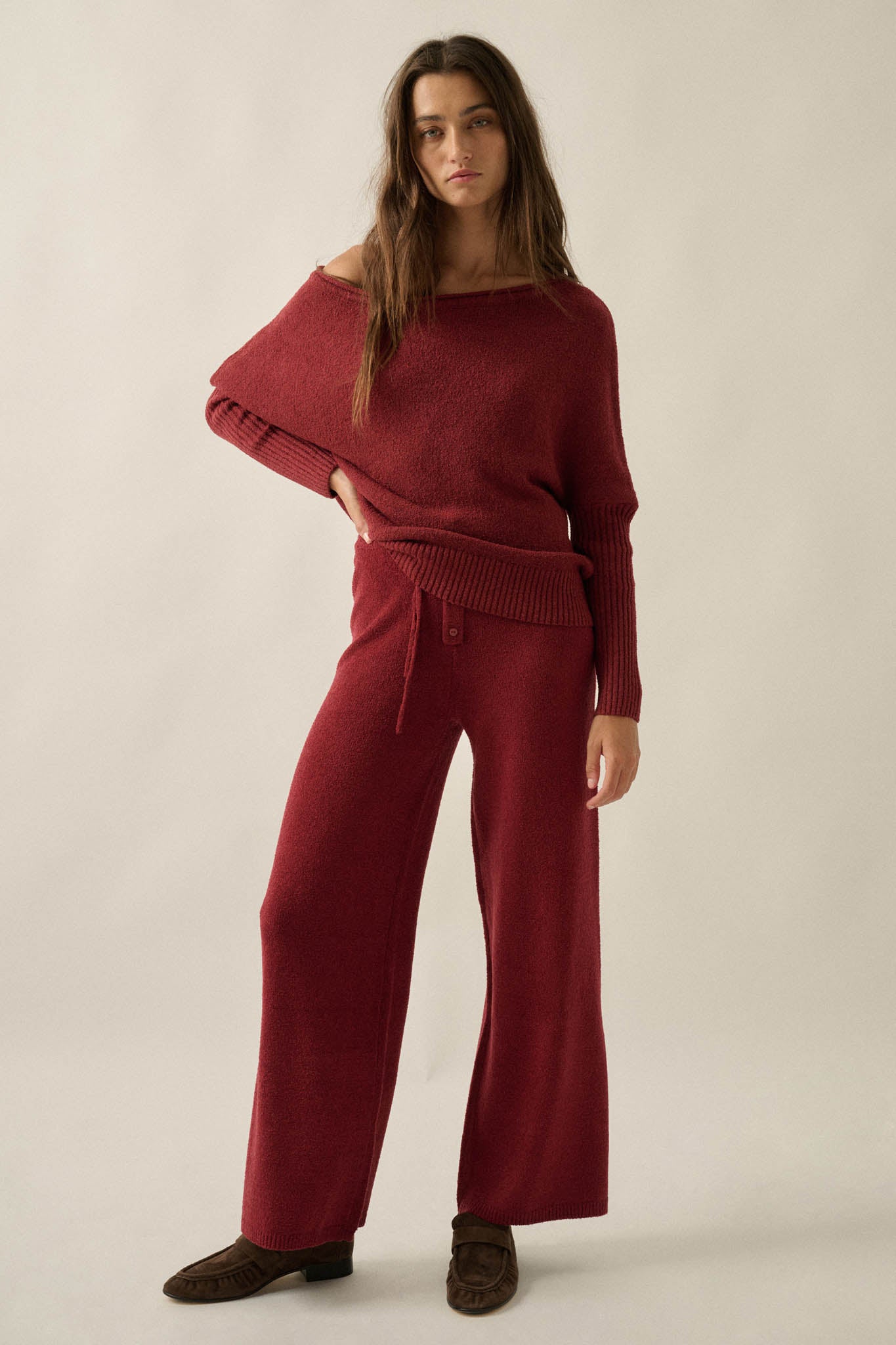 Promise the Label Textured Split-Hem Sweater Pants