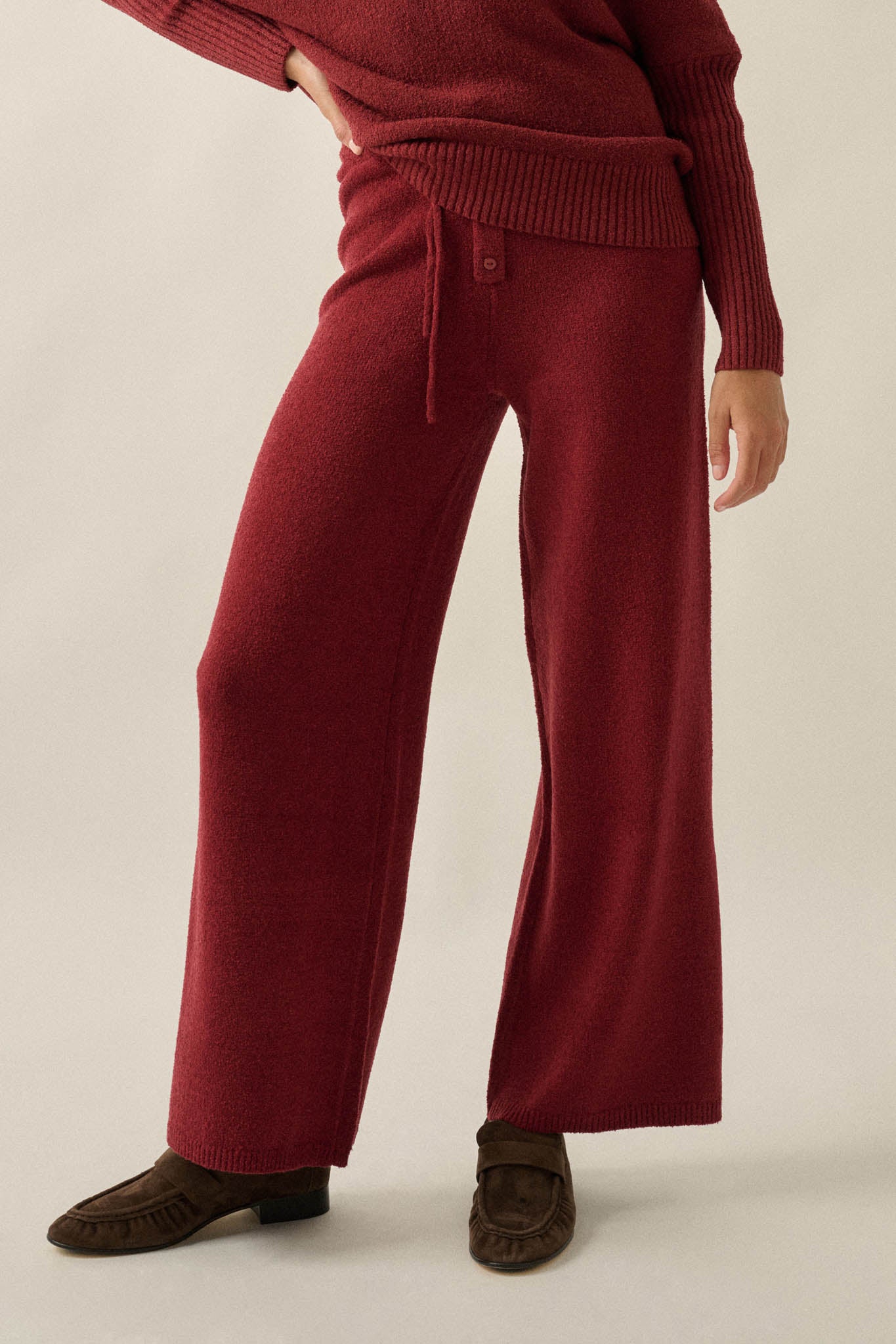 Promise the Label Textured Split-Hem Sweater Pants