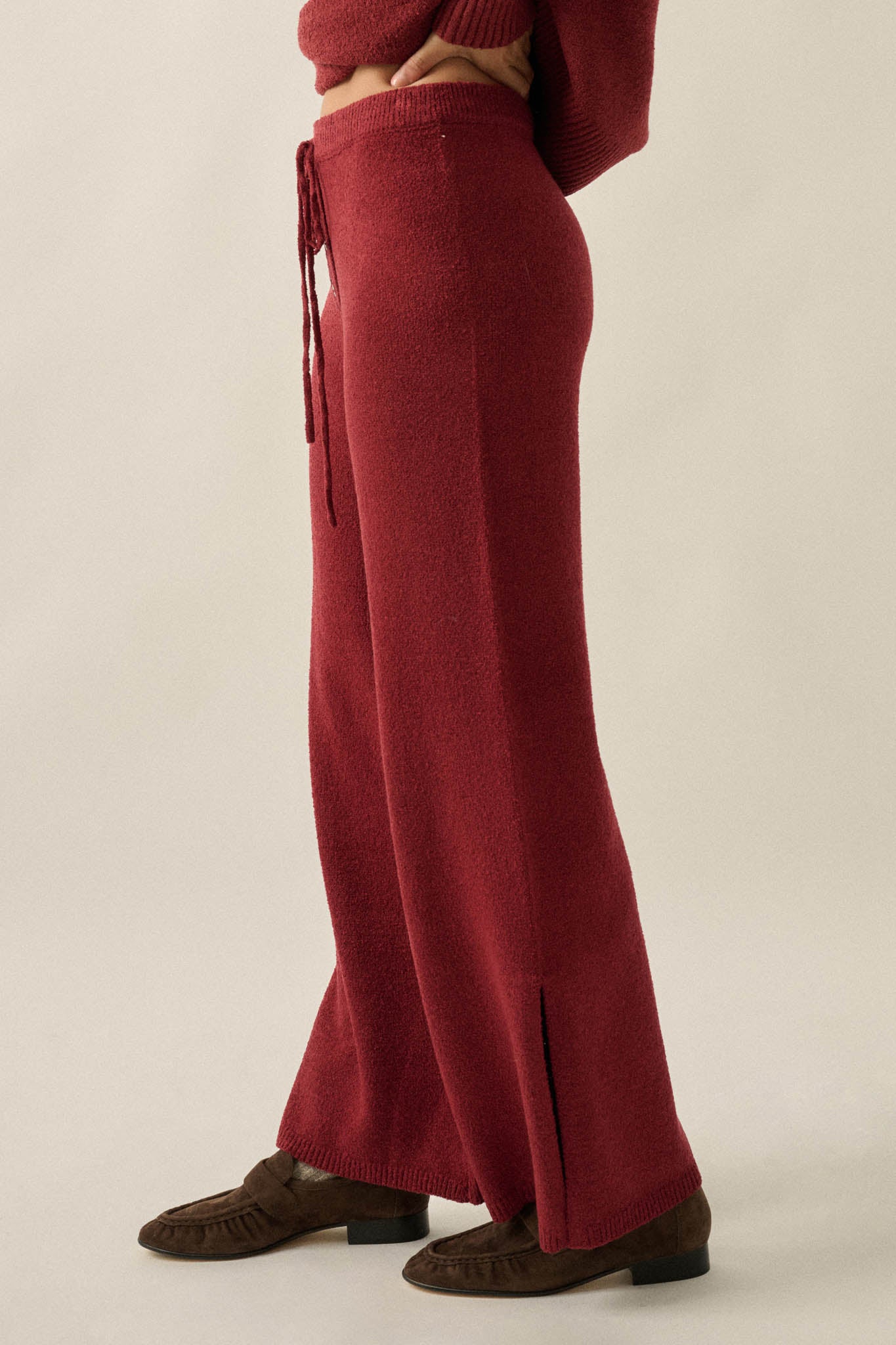 Promise the Label Textured Split-Hem Sweater Pants