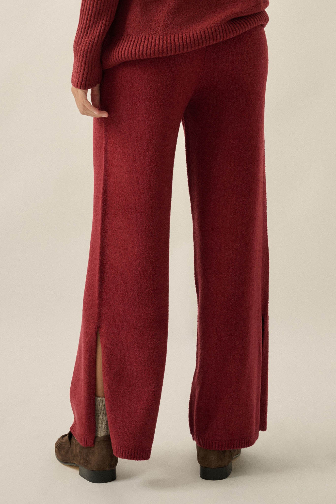 Promise the Label Textured Split-Hem Sweater Pants