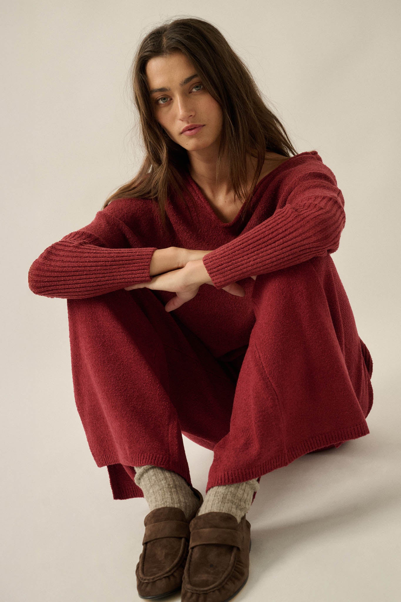 Promise the Label Textured Split-Hem Sweater Pants