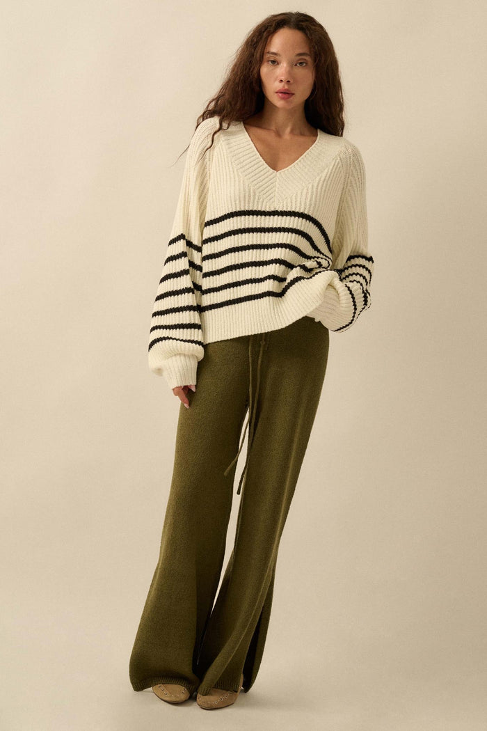 Promise the Label Textured Split-Hem Sweater Pants - ShopPromesa