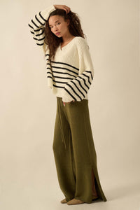 Promise the Label Textured Split-Hem Sweater Pants - ShopPromesa