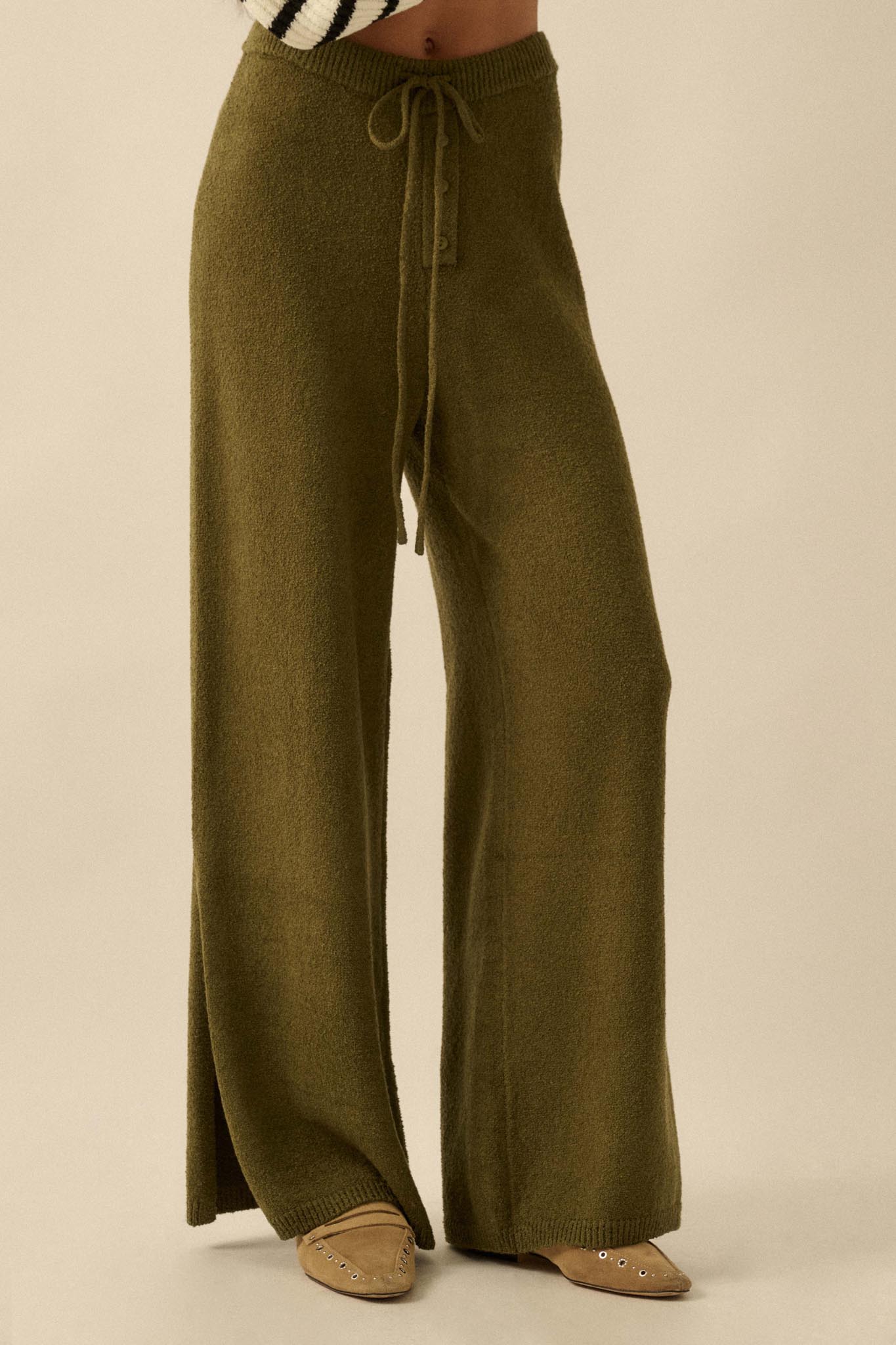 Promise the Label Textured Split-Hem Sweater Pants - ShopPromesa