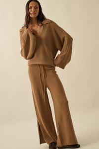 Promise the Label Textured Split-Hem Sweater Pants - ShopPromesa