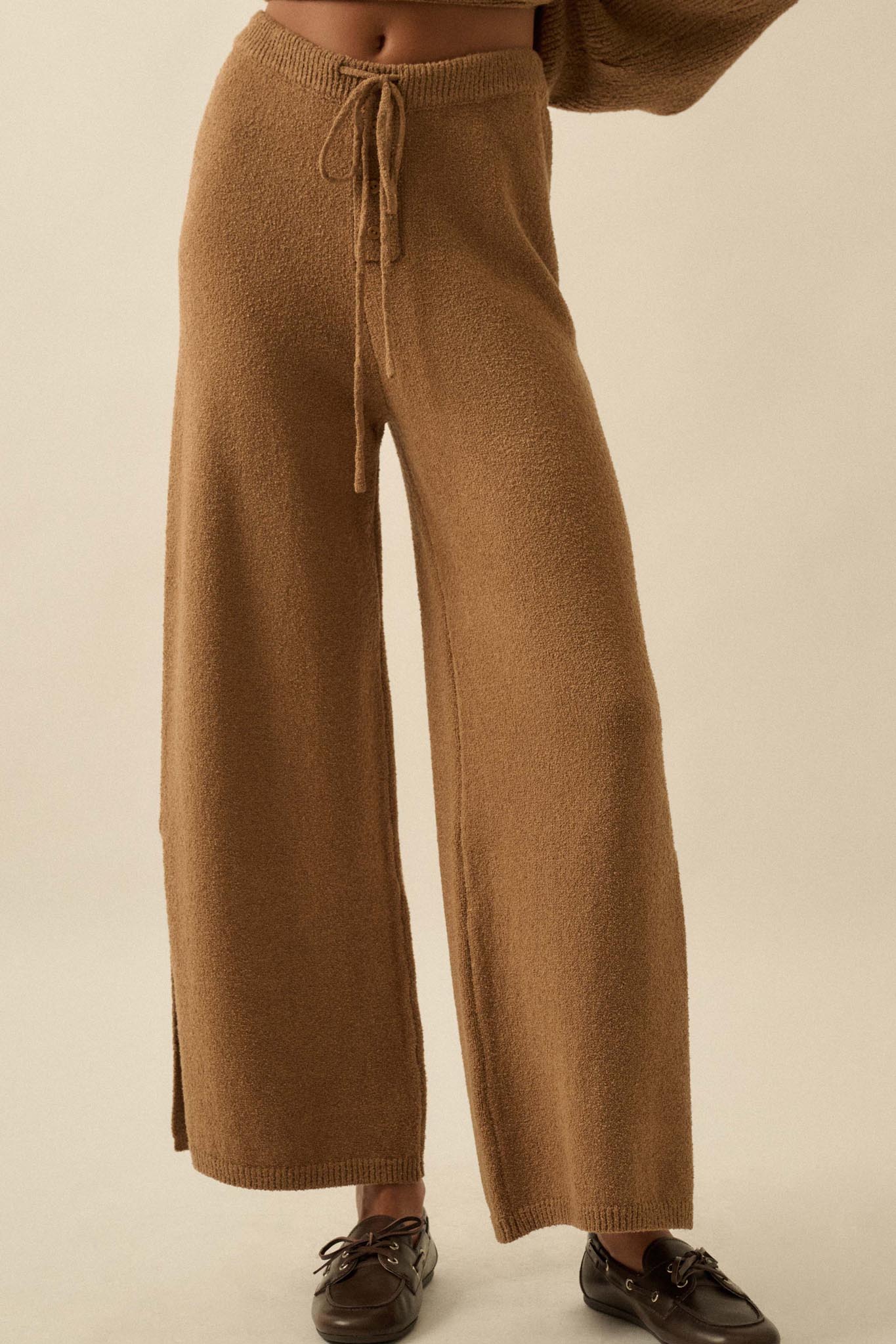 Promise the Label Textured Split-Hem Sweater Pants - ShopPromesa