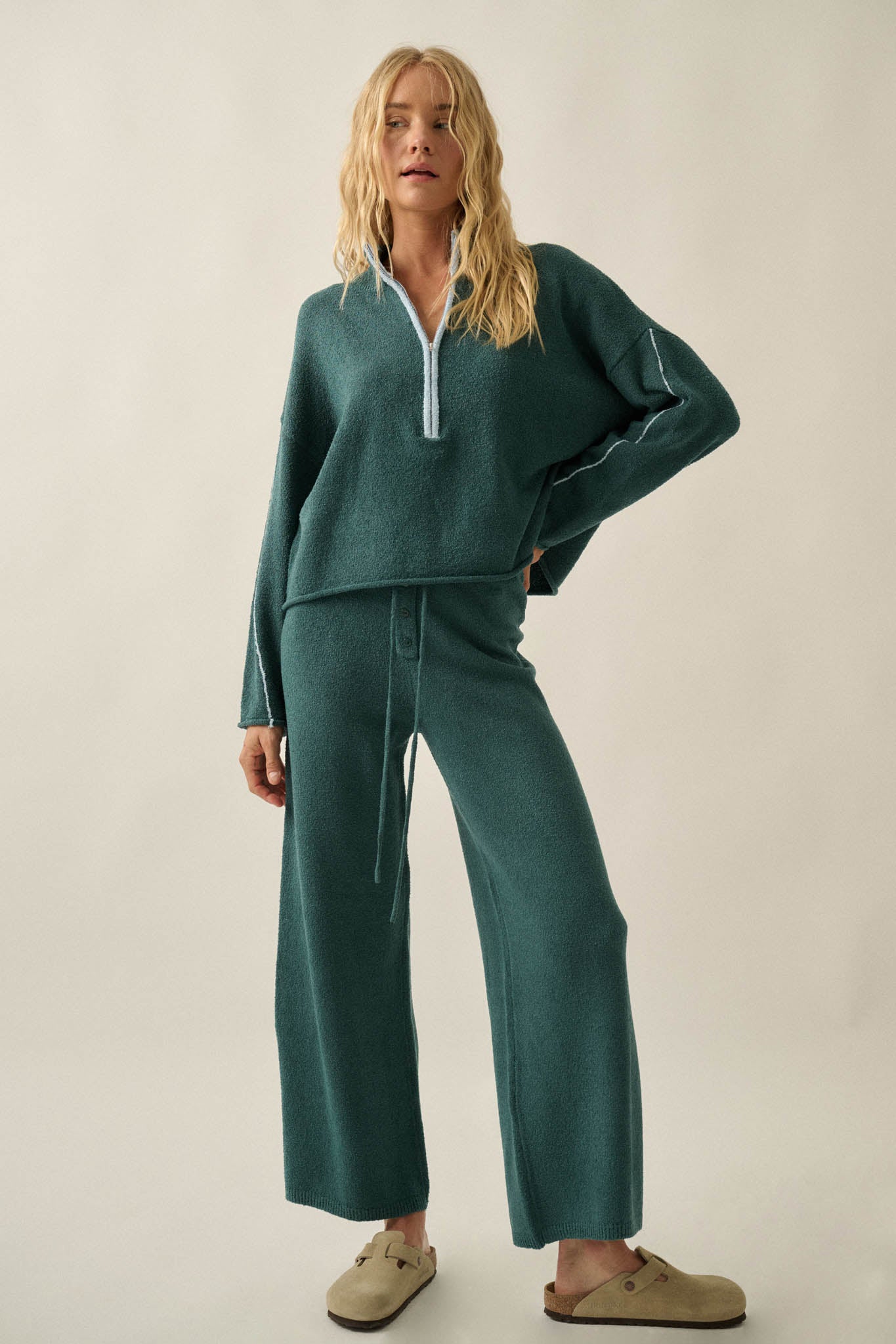 Promise the Label Textured Split-Hem Sweater Pants