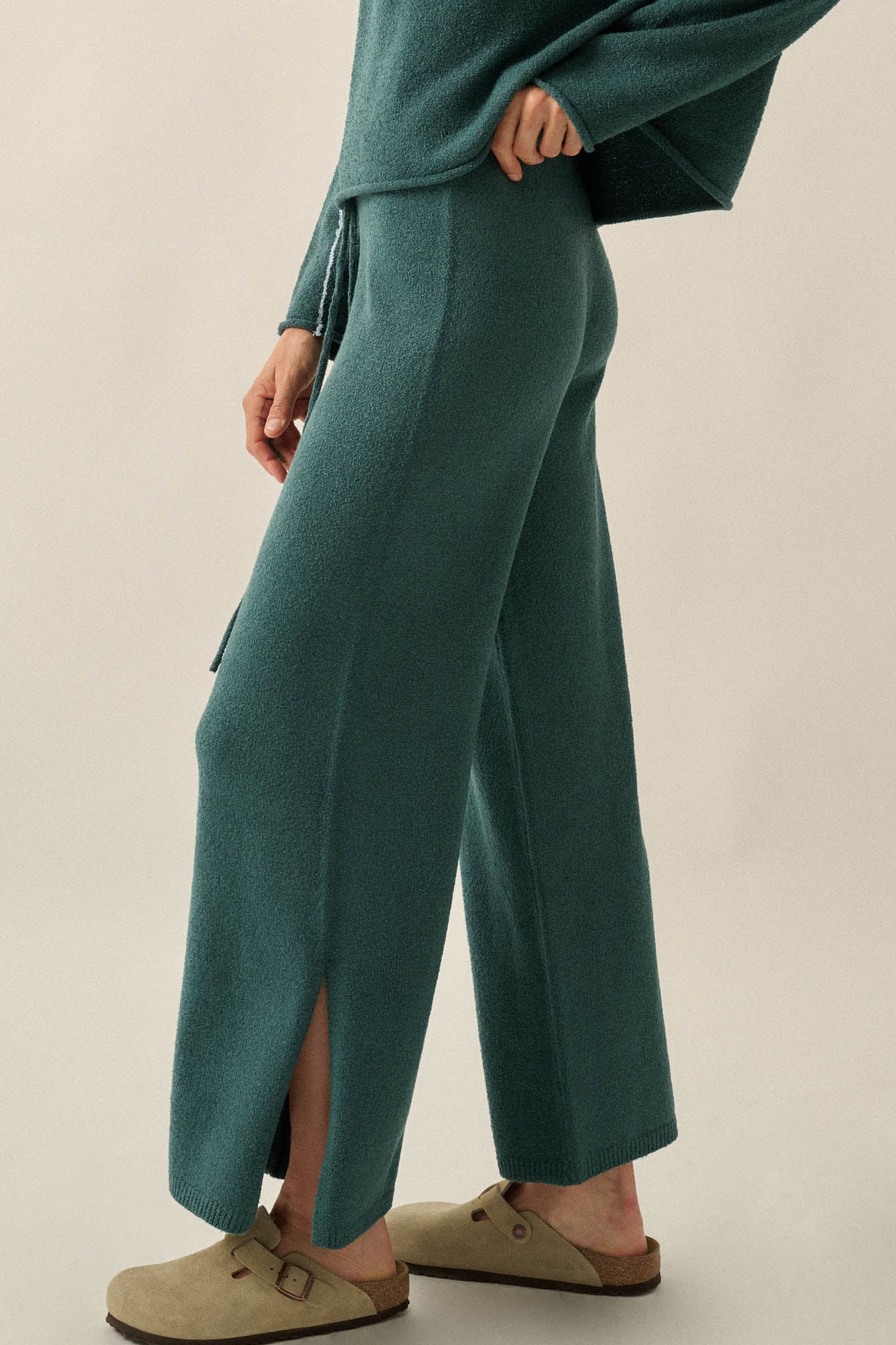 Promise the Label Textured Split-Hem Sweater Pants